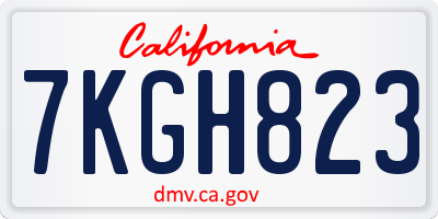 CA license plate 7KGH823