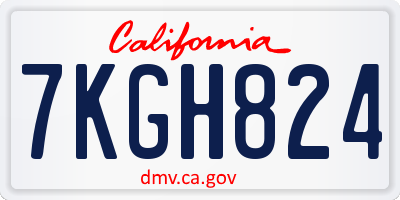CA license plate 7KGH824