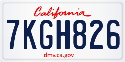 CA license plate 7KGH826