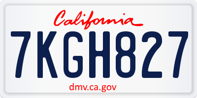 CA license plate 7KGH827