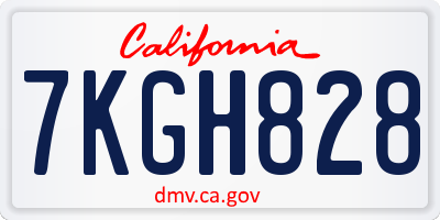 CA license plate 7KGH828