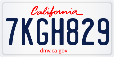 CA license plate 7KGH829