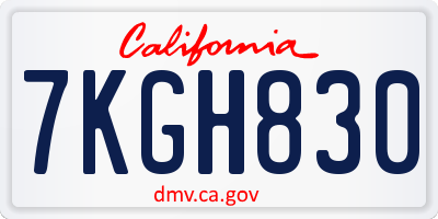CA license plate 7KGH830
