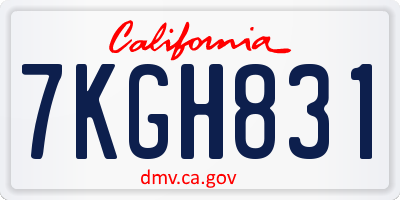 CA license plate 7KGH831