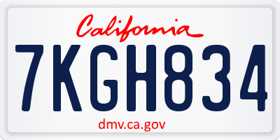 CA license plate 7KGH834