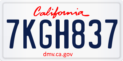 CA license plate 7KGH837
