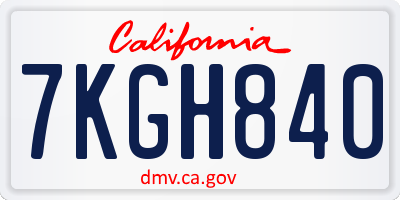 CA license plate 7KGH840