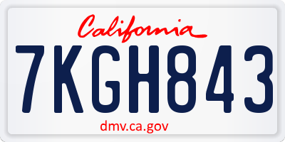 CA license plate 7KGH843