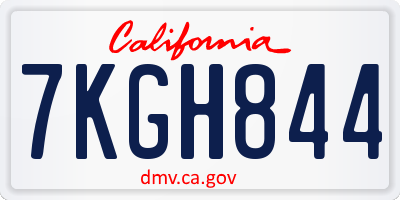 CA license plate 7KGH844