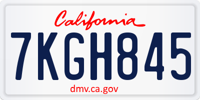 CA license plate 7KGH845