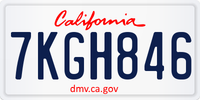 CA license plate 7KGH846