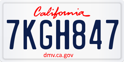 CA license plate 7KGH847
