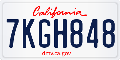 CA license plate 7KGH848