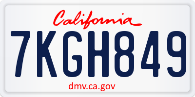 CA license plate 7KGH849