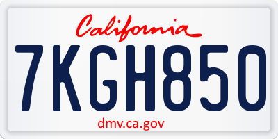 CA license plate 7KGH850