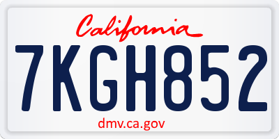 CA license plate 7KGH852