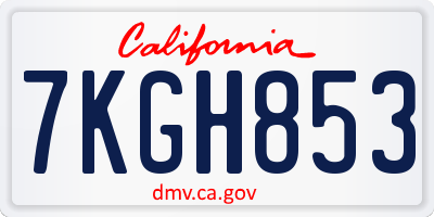 CA license plate 7KGH853