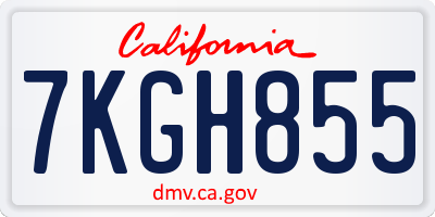 CA license plate 7KGH855
