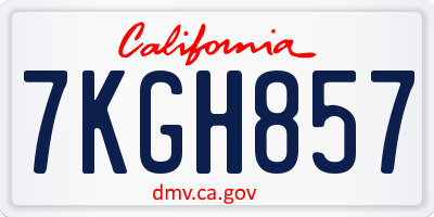 CA license plate 7KGH857
