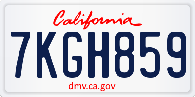 CA license plate 7KGH859