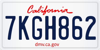 CA license plate 7KGH862