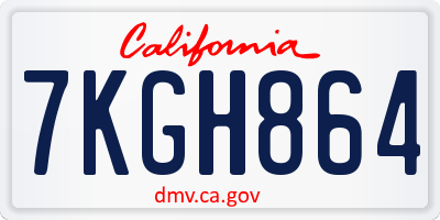 CA license plate 7KGH864