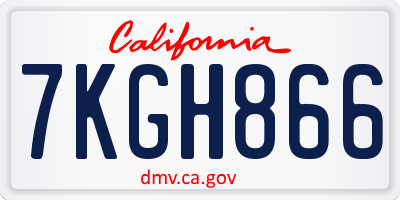 CA license plate 7KGH866