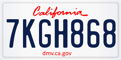CA license plate 7KGH868