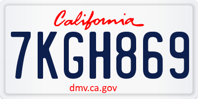 CA license plate 7KGH869