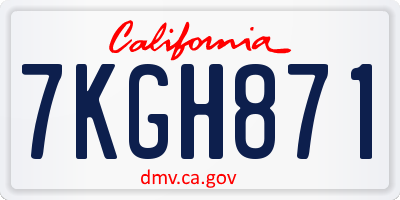 CA license plate 7KGH871