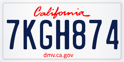 CA license plate 7KGH874
