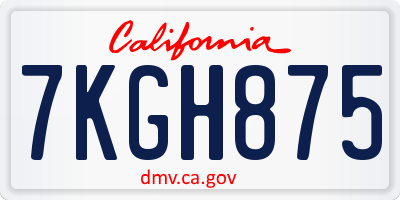 CA license plate 7KGH875