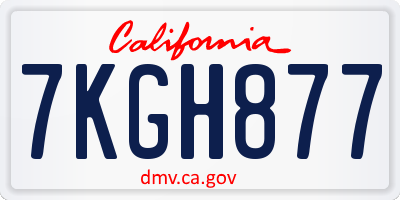 CA license plate 7KGH877