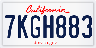 CA license plate 7KGH883