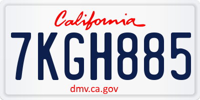 CA license plate 7KGH885