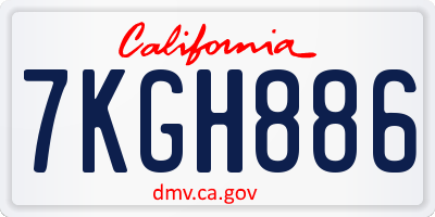 CA license plate 7KGH886