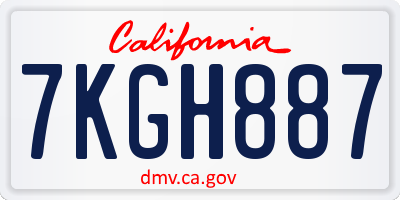 CA license plate 7KGH887