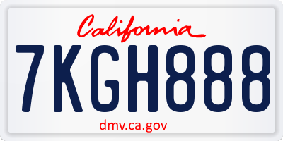 CA license plate 7KGH888