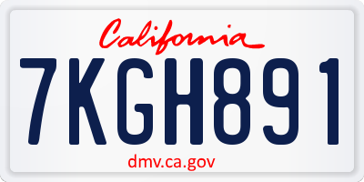 CA license plate 7KGH891