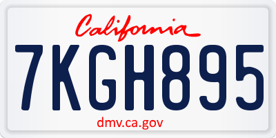 CA license plate 7KGH895
