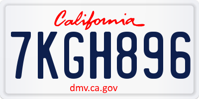 CA license plate 7KGH896