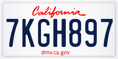 CA license plate 7KGH897