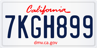 CA license plate 7KGH899