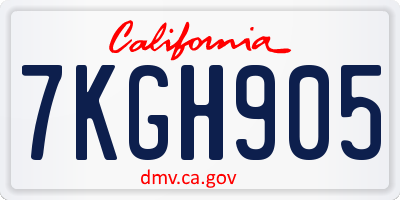 CA license plate 7KGH905