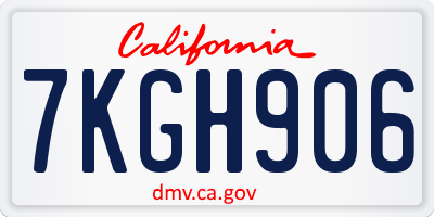 CA license plate 7KGH906