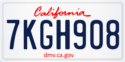 CA license plate 7KGH908