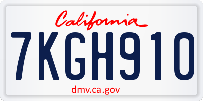 CA license plate 7KGH910