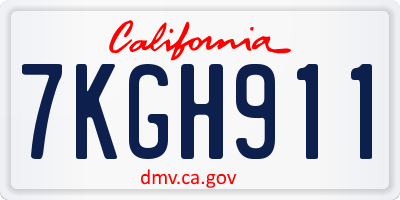 CA license plate 7KGH911