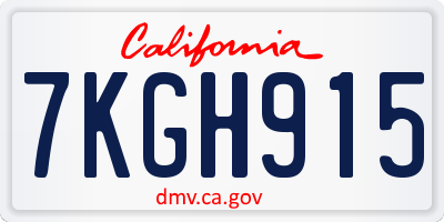 CA license plate 7KGH915