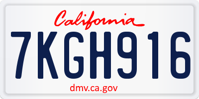 CA license plate 7KGH916